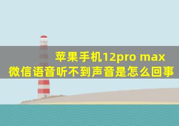 苹果手机12pro max微信语音听不到声音是怎么回事